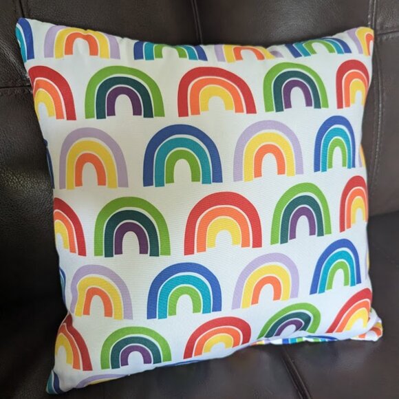 Pr Reversible Rainbow Pride Pillows 14" Square VGC - Picture 2 of 4